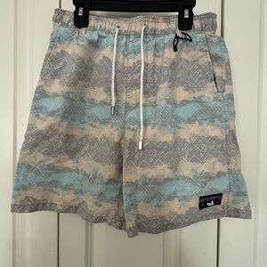 Pattern Swim Shorts with Drawstring